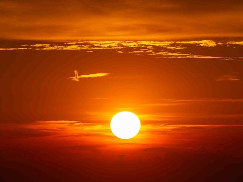 A warm golden sunrise over a calm ocean horizon, open and hopeful